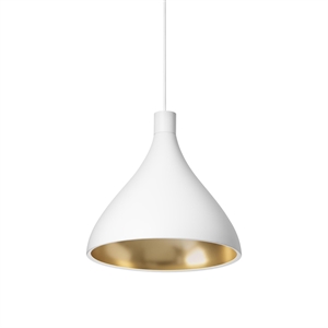 Pablo Swell Single Pendant Medium White/ Brass