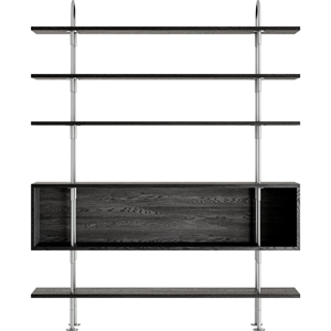 Gubi Keen 160 Shelving System 4 Shelves & Box Stainless Steel/Ash Veneer