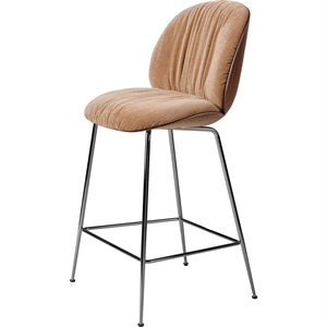 Gubi Beetle Soft Bar Stool H67 Black Chrome/American Walnut/Belsuede Speical/Dedar 132