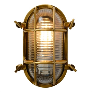 Lucide Dudley Outdoor Wall Lamp Oblong Matt Gold/ Brass