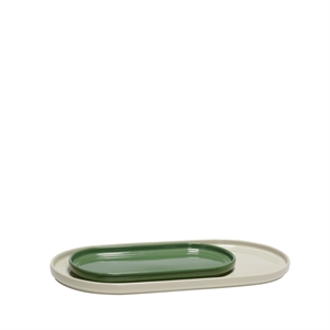 Hübsch Amare Serving Dish Set of 2 Sand/ Green