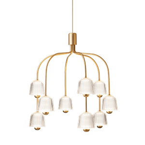 Nuura Asteea 9 Chandelier Satin Brass/ Fluted Clear
