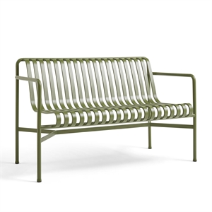 HAY Palissade Dining Bench with Armrests Olive