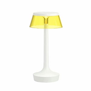 Flos Bon Jour Unplugged Table Lamp White Frame and Yellow Shade