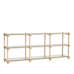 HAY Woody Shelving 2.0 Shelving Unit Low Almond White/Glass