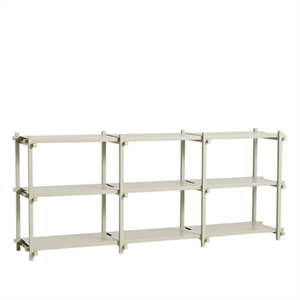 HAY Woody Shelving 2.0 Shelving Unit Low Smokey Grey/Steel