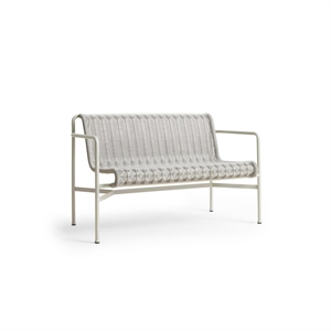 HAY Palissade Cord Dining Bench With Armrests Cloud Grey