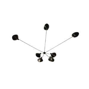 Serge Mouille Spider 7 Fixed Arms Wall Lamp Black