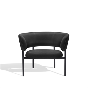 Møbel Copenhagen Font Armchair with Armrest Dunes Anthracitee Leather/Black Frame