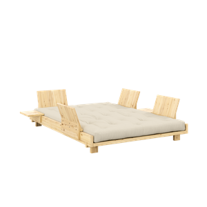 Karup Design Social Sofa Bed With 4 Backrests, Side Tables & Mattress 140x200 Beige/Raw