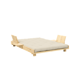 Karup Design Social Sofa Bed With 2 Backrests, Side Tables & Mattress 140x200 Beige/Raw