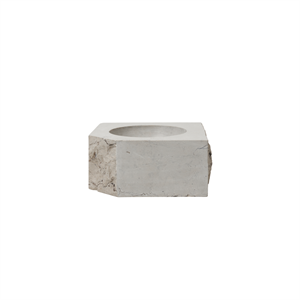 Louise Roe Gallery Object Stone Candlestick Low Gray Cadoico Marble