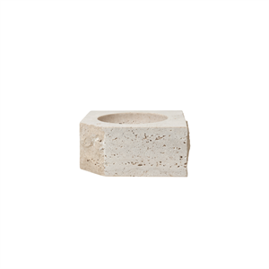 Louise Roe Gallery Object Stone Candle Holder Low Beige Travertine