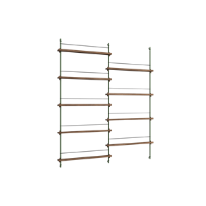 Moebe Magazine Shelving MS.180.2 Smoked Oak/Pine Green