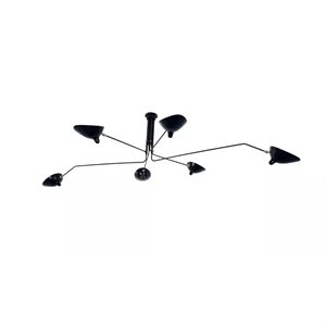 Serge Mouille 6 Rotating Arms Ceiling Light Black/ White
