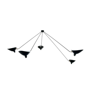 Serge Mouille Spider 5 Fixed Eagles Arms Ceiling Light Black