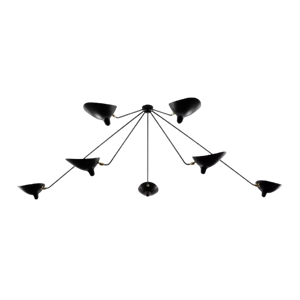 Serge Mouille Spider 7 Fixed Arms Ceiling Light Black