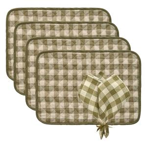 Decotique Ester Textile Set 4 Placemats + 4 Napkins Olive