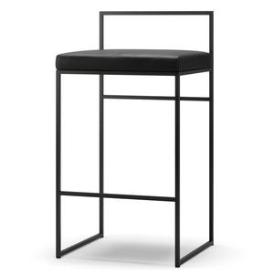 Department Bar Stool With Backrest 80 cm Black/Black Leather