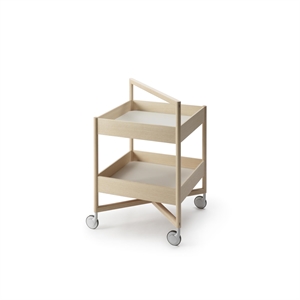 Nikari Taso Tray High with Wheels Oak/Mushroom